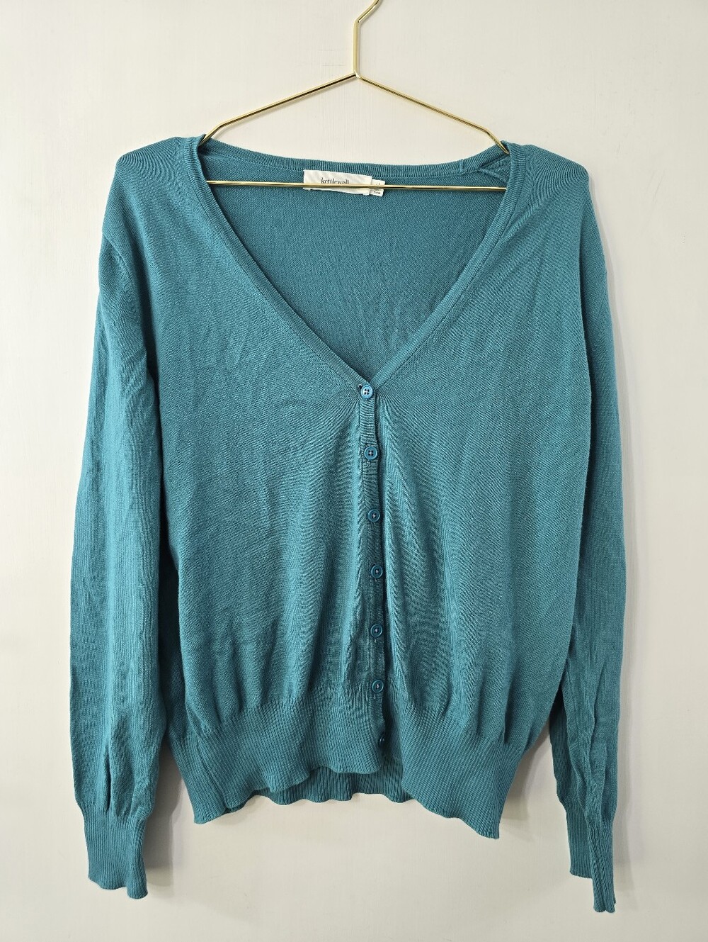 Kettlewell Cosmo Organic Cotton Long Sleeve V Neck Cardigan Sweater Size 12 LL